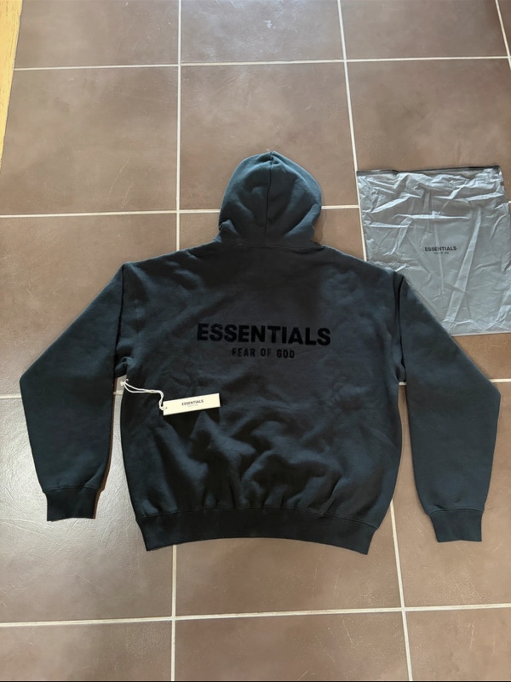 Fear of God ESSENTIALS Black Back-Logo Hoodie